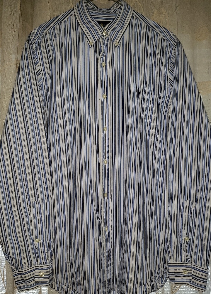 Ralph Lauren Blue Stripped Button Down Long Sleeve Shirt - Picture 2 of 5